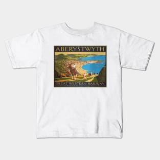 Vintage British Travel Poster: Aberystwyth Wales via Great Western Railway Kids T-Shirt